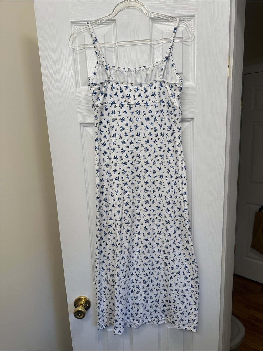 White & Blue Floral Spaghetti Strap Midi Dress - Picture 2 of 2